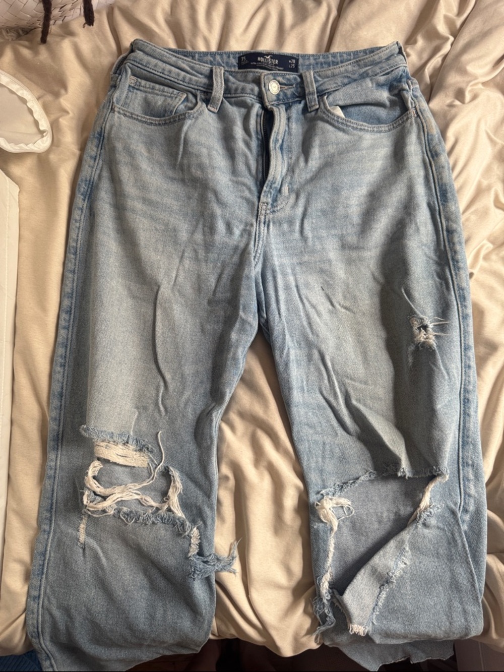 Hollister Faded Light Blue Ripped Jeans